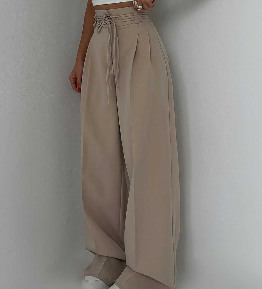 Stefania - Kelnės su aukštu liemeniu ir plačiomis kojomis