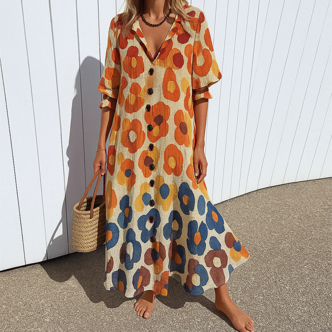 Talina – Elegantiška boho stiliaus liekninanti suknelė