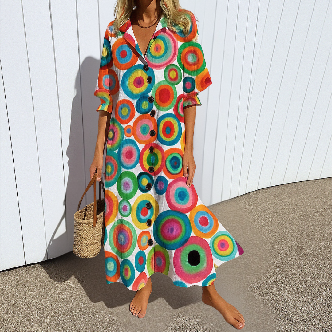 Talina – Elegantiška boho stiliaus liekninanti suknelė