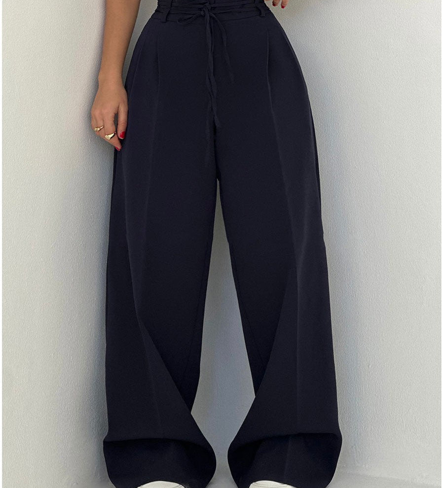 Stefania - Kelnės su aukštu liemeniu ir plačiomis kojomis