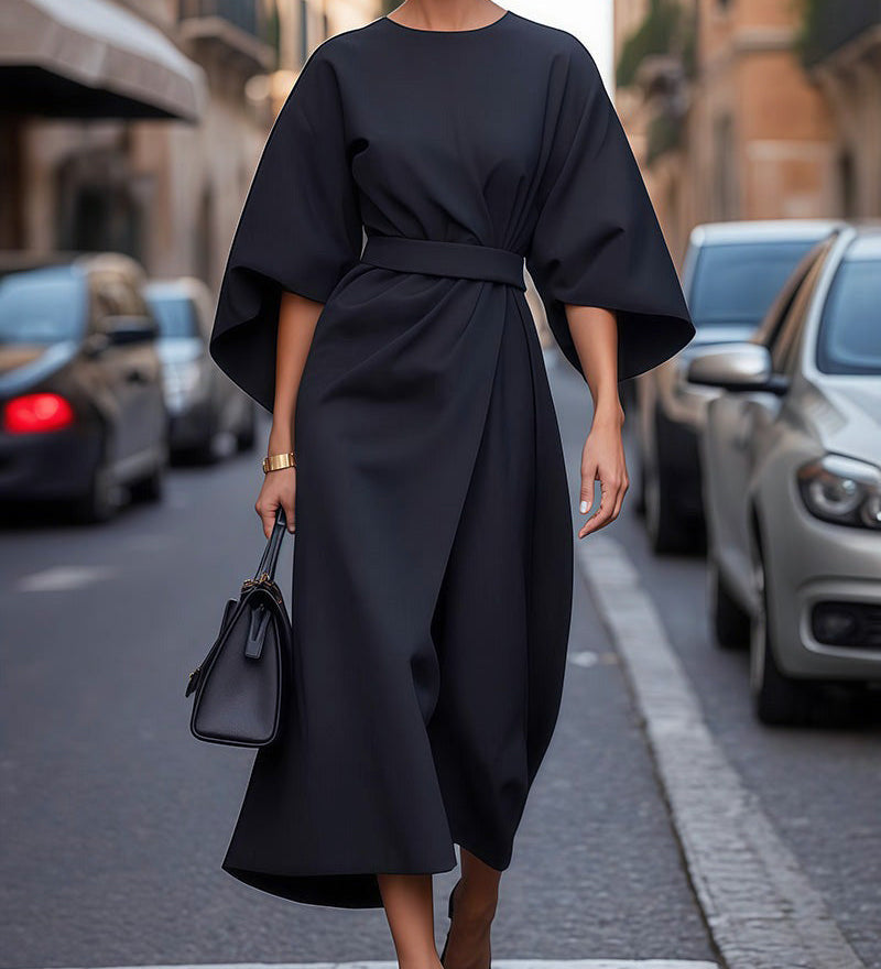 Celestine - Suknelė su Elegantiškais Žibintiniais Rankovėmis ir Diržu