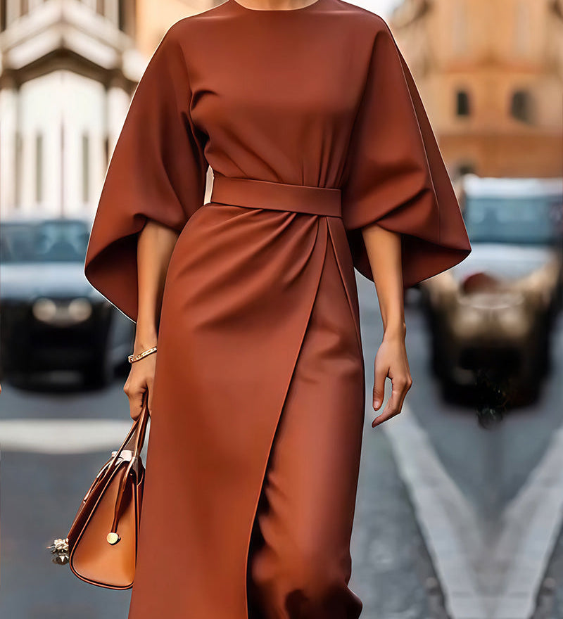 Celestine - Suknelė su Elegantiškais Žibintiniais Rankovėmis ir Diržu