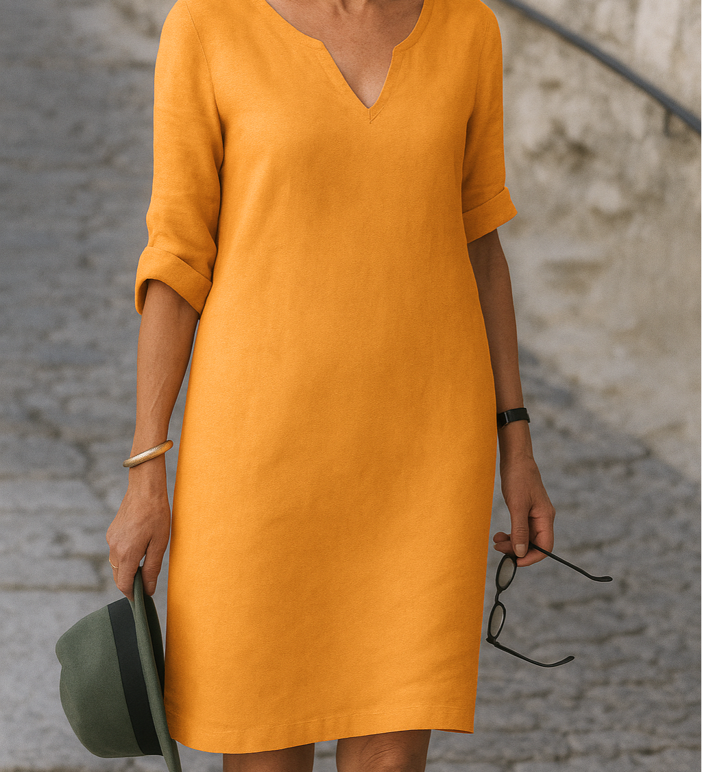 Bogdana – Elegantiška suknelė su V formos iškirpte