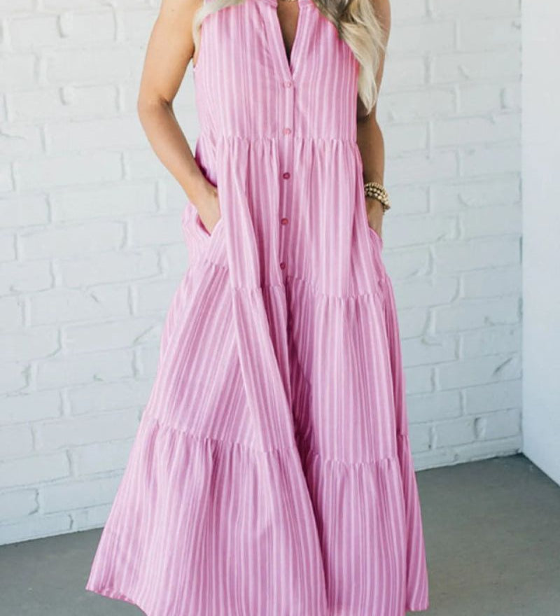 Weneda – Vasaros suknelė su juostelėmis ir kišenėmis