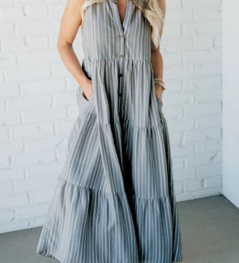 Weneda – Vasaros suknelė su juostelėmis ir kišenėmis