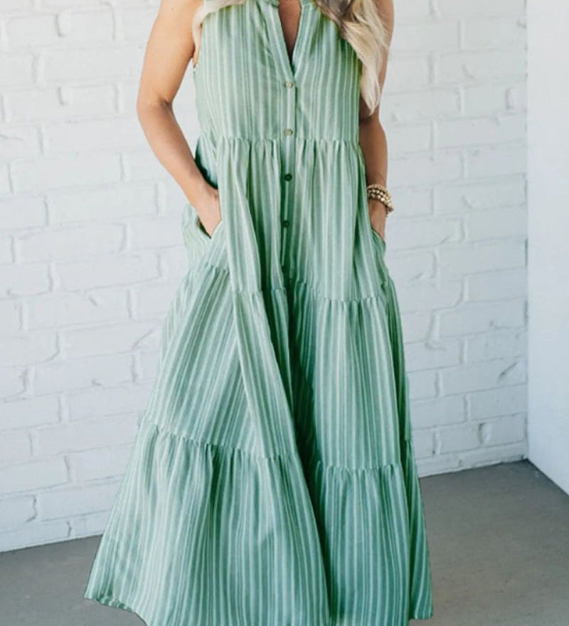 Weneda – Vasaros suknelė su juostelėmis ir kišenėmis