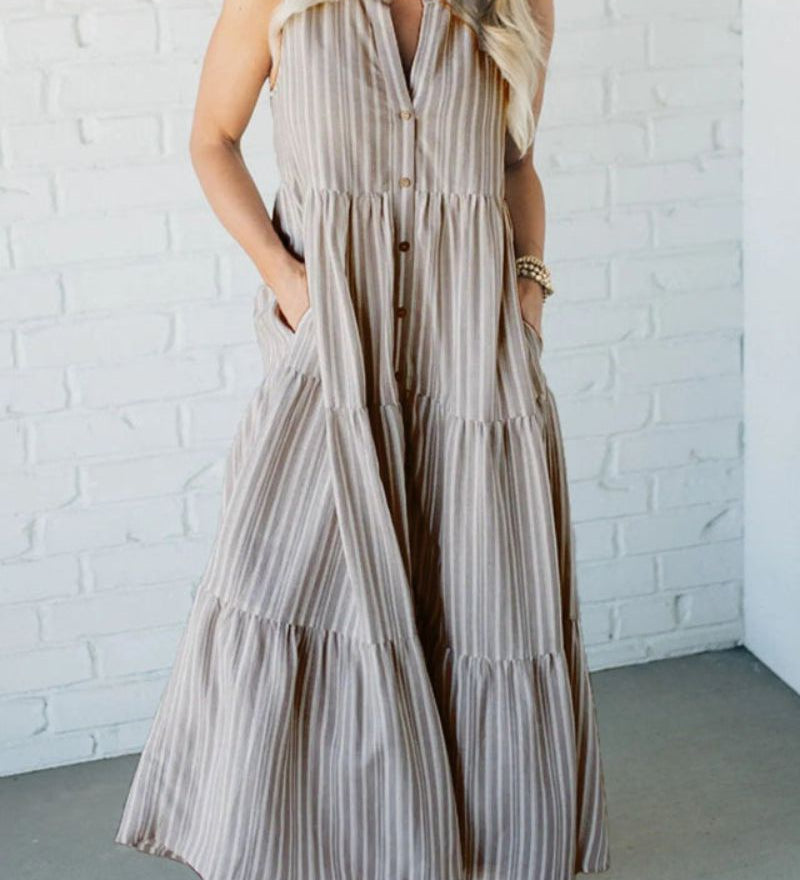 Weneda – Vasaros suknelė su juostelėmis ir kišenėmis