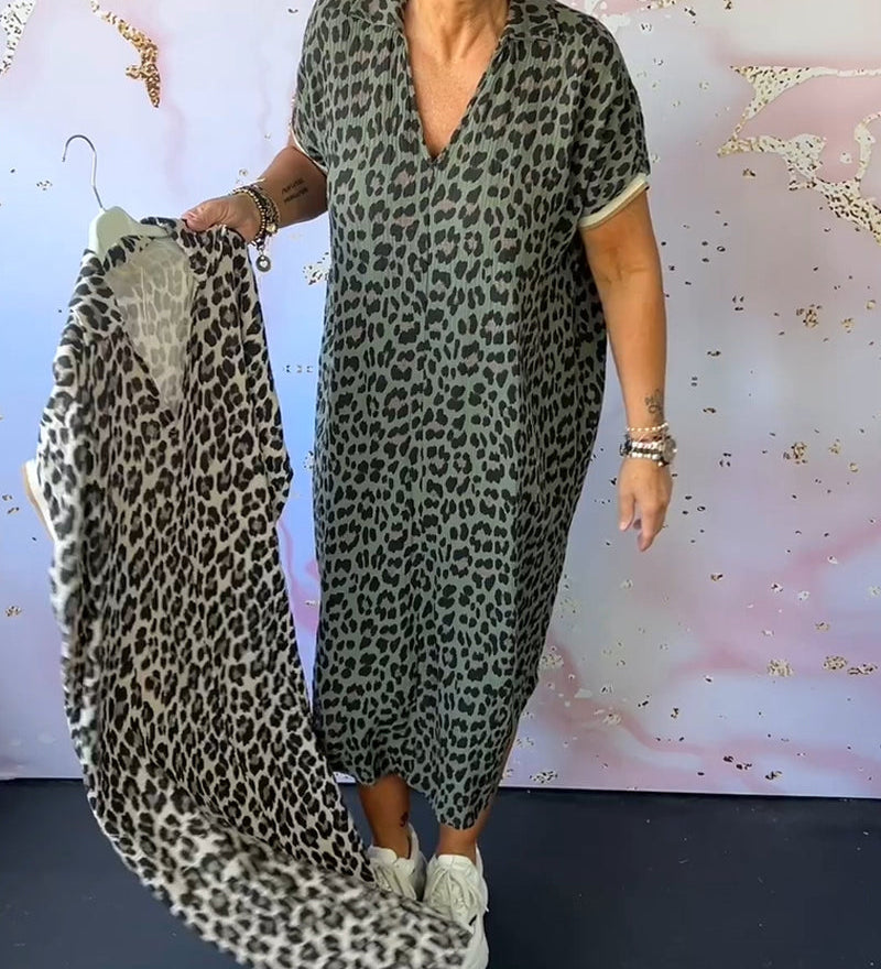 Wiesława – Elegantiška suknelė su leopardų raštu