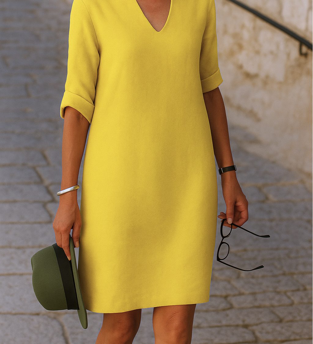 Bogdana – Elegantiška suknelė su V formos iškirpte