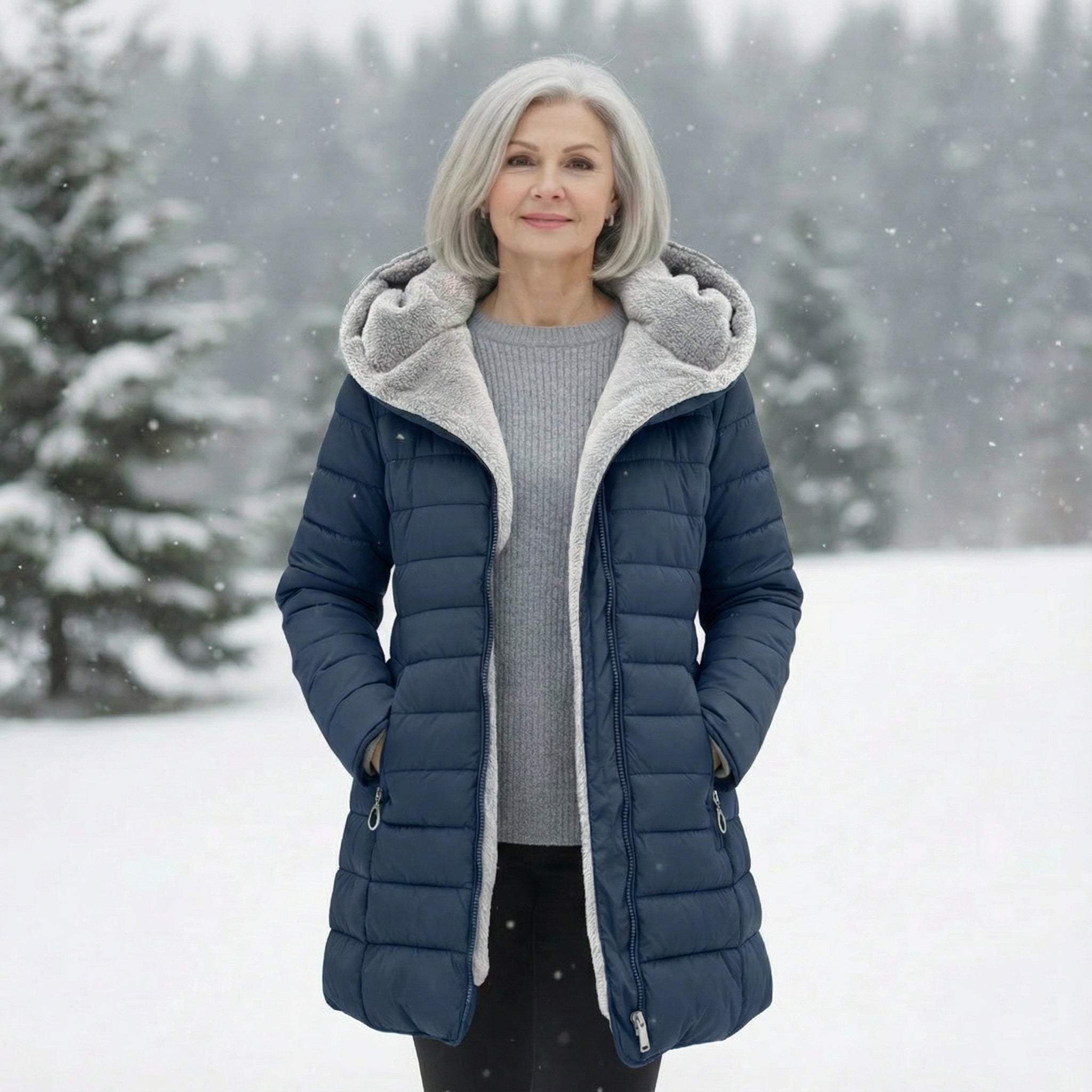 Elžbieta - Elegantiškas moteriškas paltas su išpuoselėtu apdailu