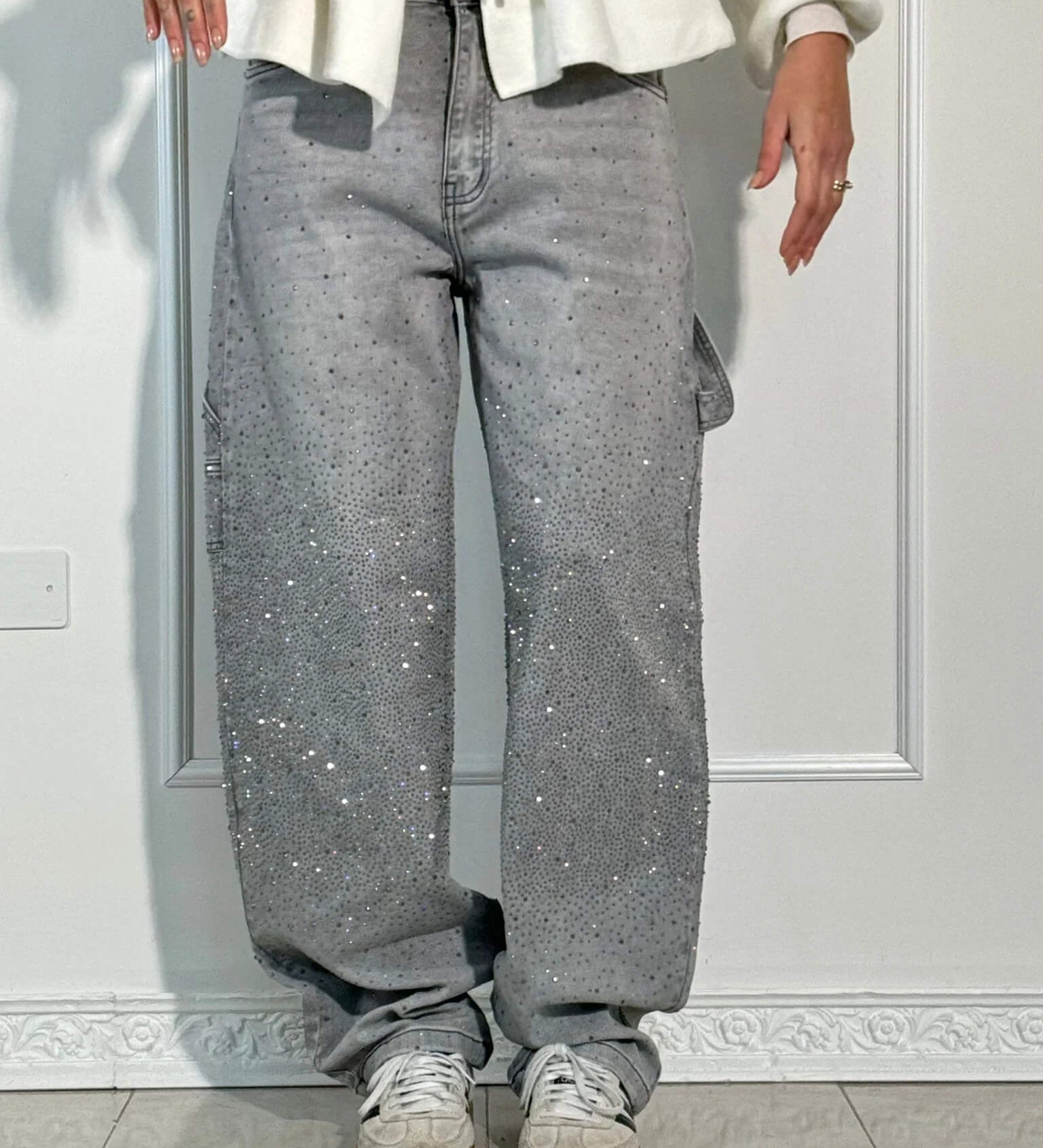 Gražyna – Blizgantys Carpenter džinsai su blizgučiais