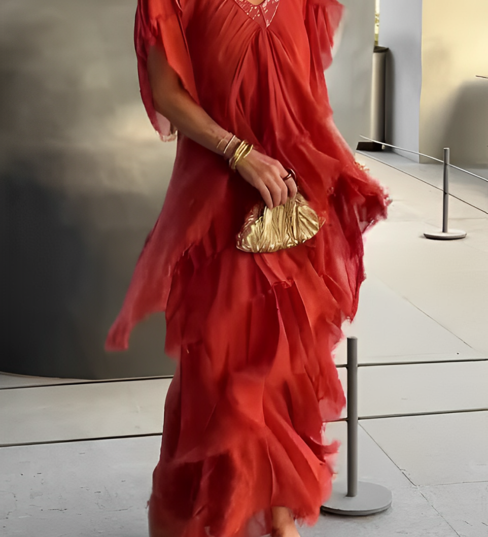 Bronislava – Lengva maksi suknelė su meniniu akcentu