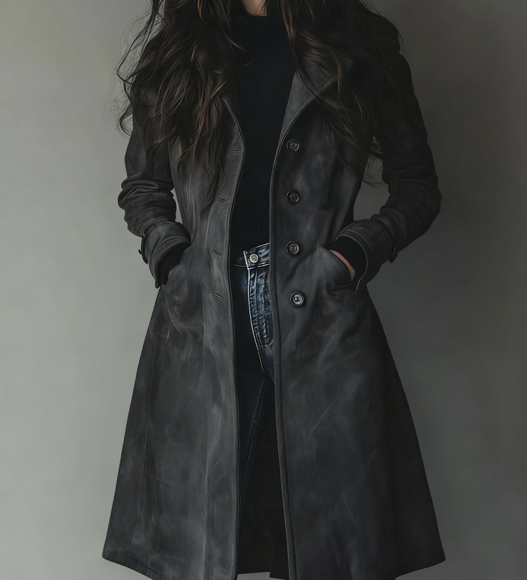 Amelia - Elegantiškas zomšinis trenčkotas