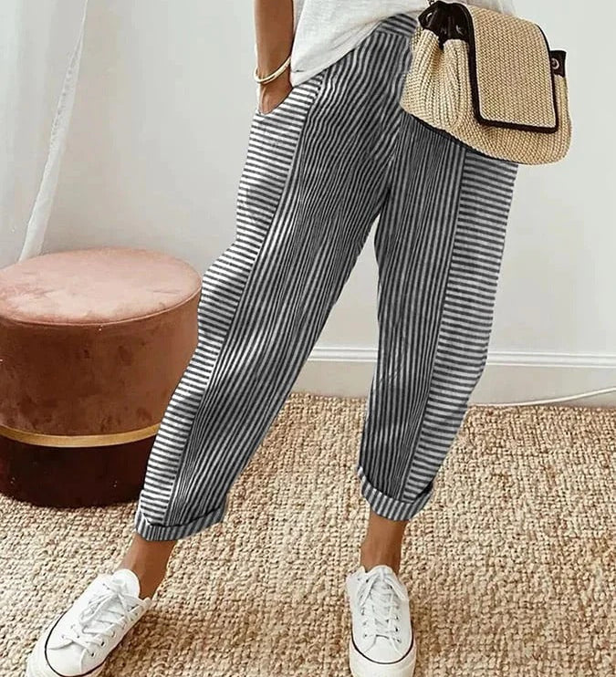 Klotylda – Stilingi vasaros kelnės su juostelėmis