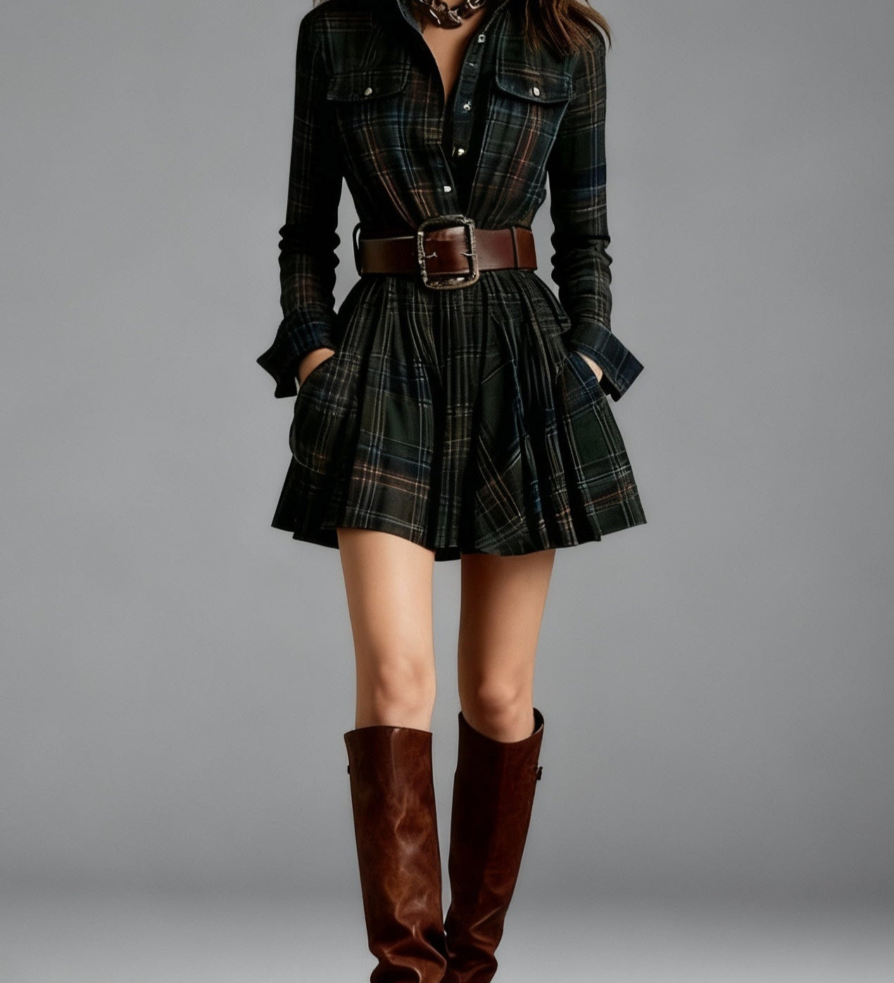 Maja - Elegantiška trumpa suknelė languota