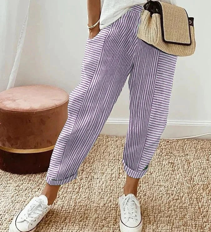 Klotylda – Stilingi vasaros kelnės su juostelėmis