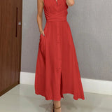 Kinga – Midi suknelė su diržu ir mygtukais